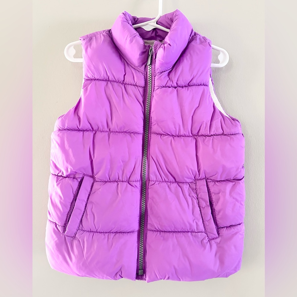 Toddler Girls Bright Purple Fleece Lined Puffer Vest Size 5T